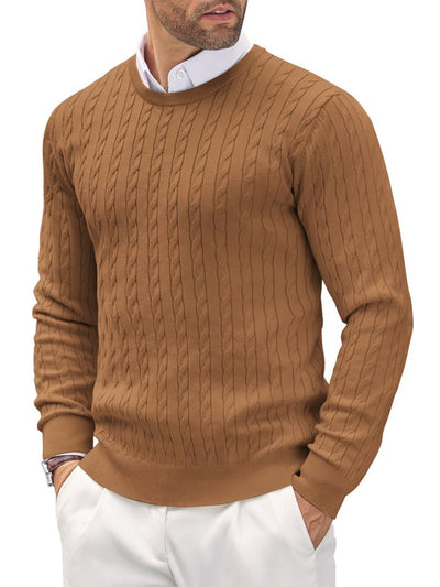 Slim fit fijn gebreide heren trui met ronde hals