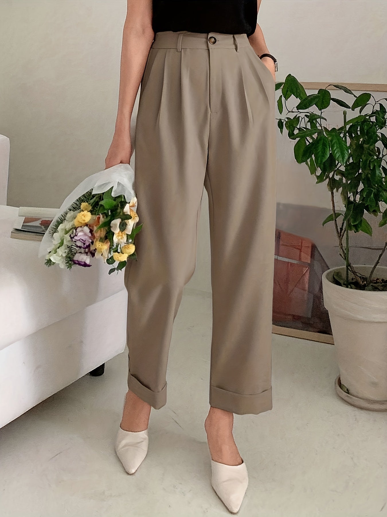 Inah | Elegant Wide Leg Trousers with High Waist 