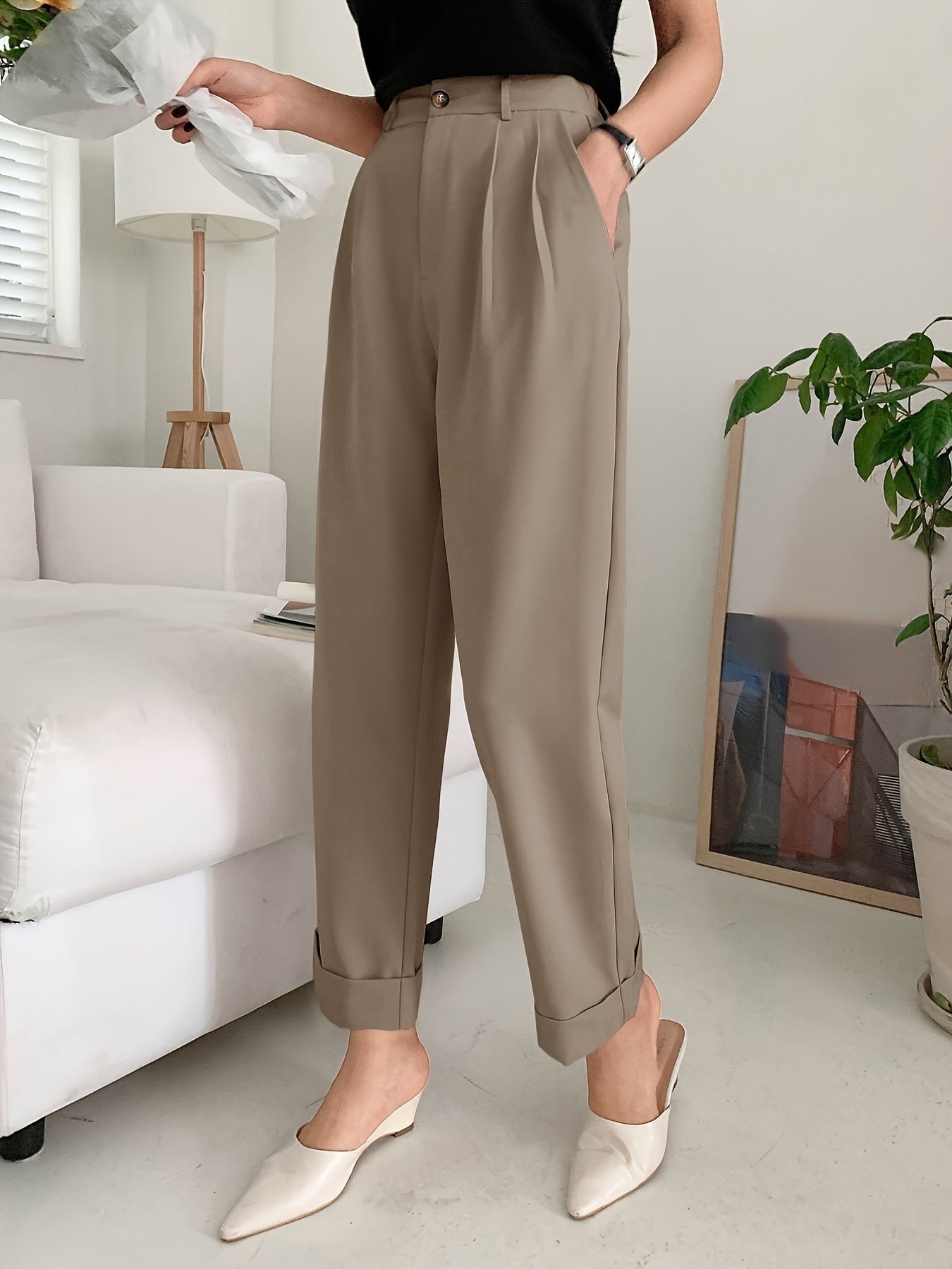 Inah | Elegant Wide Leg Trousers with High Waist 