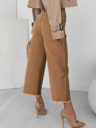 Ines | Trendy Enkelbroek met Rafelige Zoom