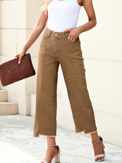 Ines | Trendy Enkelbroek met Rafelige Zoom