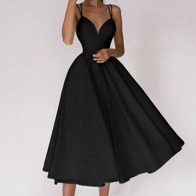 Inge | Elegante Avondjurk met V-Hals en A-Lijn Rok