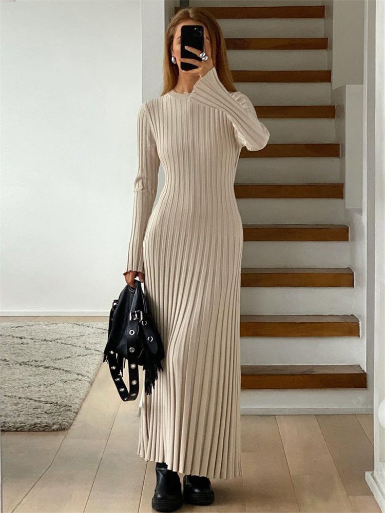 Isabel | Elegante Gebreide Maxi Jurk met Strikdetail