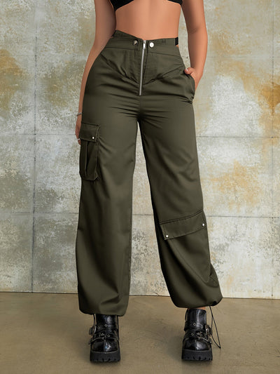 Ivie | Trendy High-Waist Cargo Pants with Pocket Details