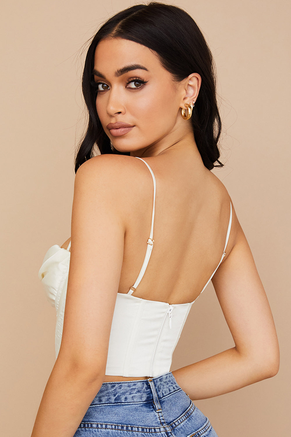 Ginessa - Ivory Draped Satin Corset