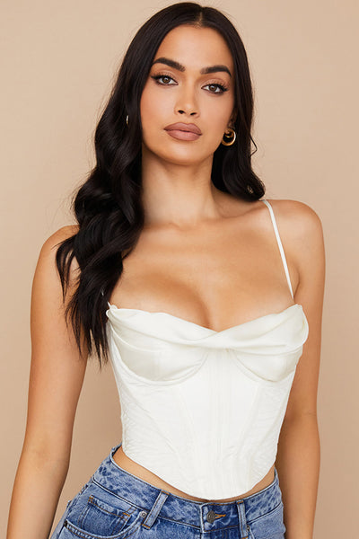 Ginessa - Ivory Draped Satin Corset