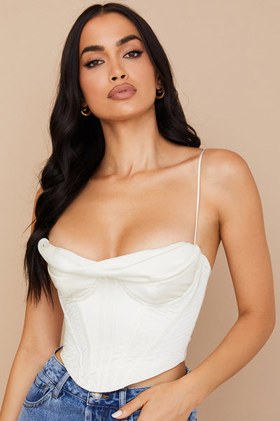 Ginessa - Ivory Draped Satin Corset