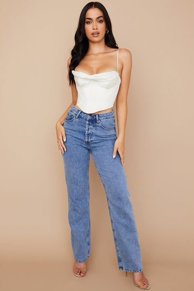 Ginessa - Ivory Draped Satin Corset