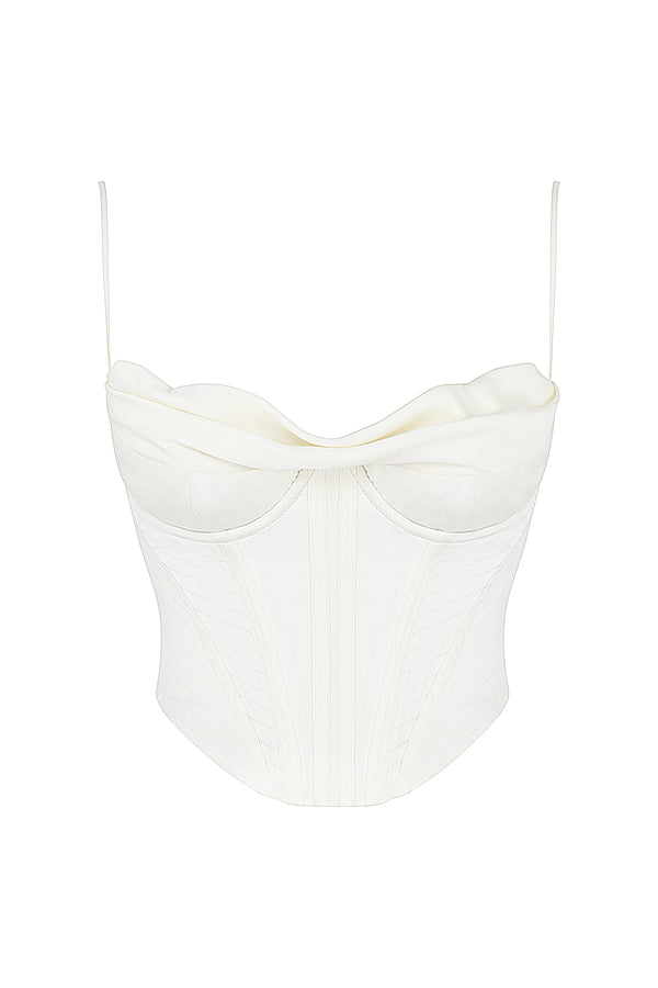 Ginessa - Ivory Draped Satin Corset