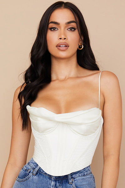 Ginessa - Ivory Draped Satin Corset