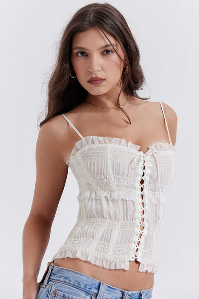 Geralinde - Ivory Corset with Sequins