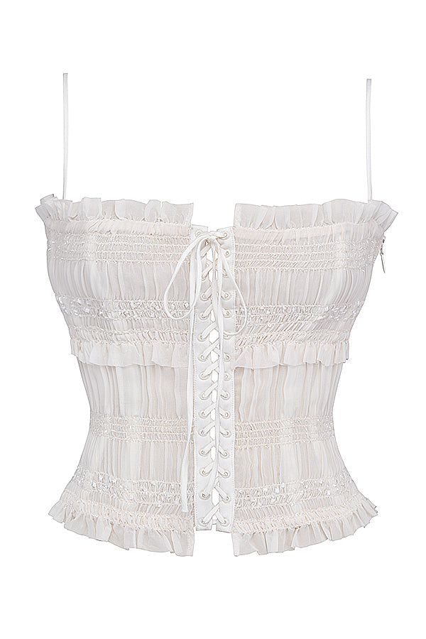 Geralinde - Ivory Corset with Sequins