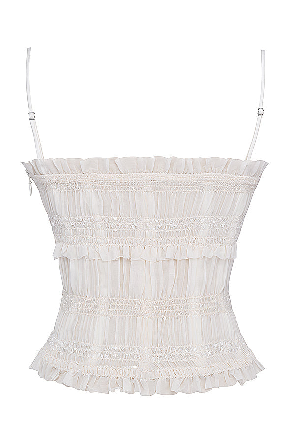 Geralinde - Ivory Corset with Sequins