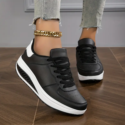 Dames Sneakers – Verhoogde Plateauzool met Grafische Print