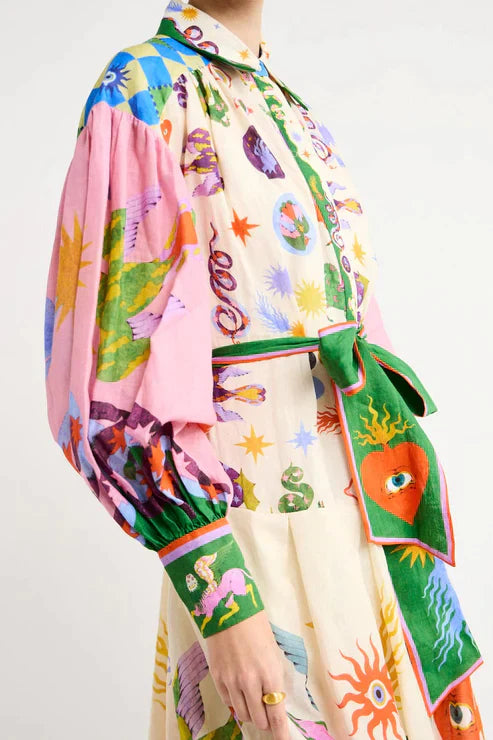 Georgina - Bedrukte lange vintage jurk