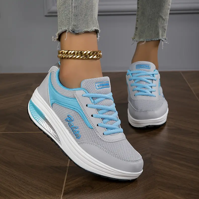 Dames Sneakers – Verhoogde Plateauzool met Grafische Print
