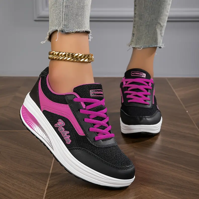 Dames Sneakers – Verhoogde Plateauzool met Grafische Print