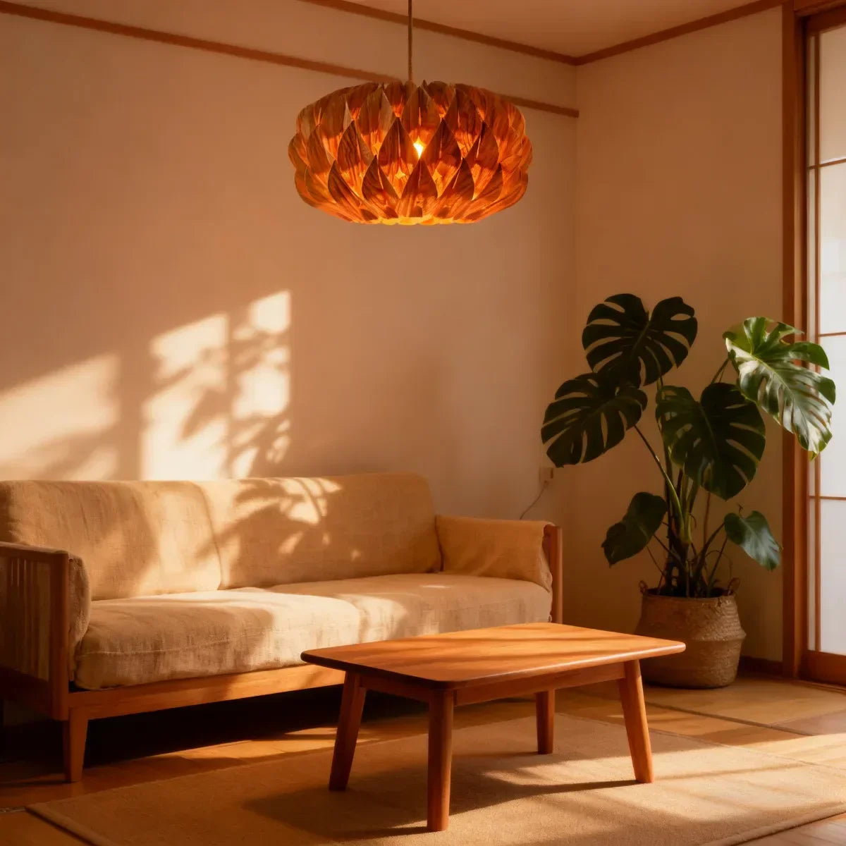 Aurelion - Japandi Veneer Pendant Light
