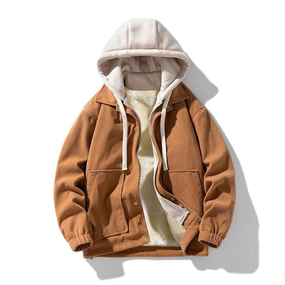 Corduroy herenjack met capuchon - Gevoerd