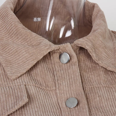 Daleyza - Corduroy Cropped Bomberjack met Lantern Mouwen