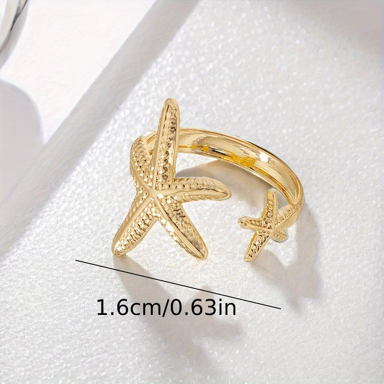 Jacqueline | Gold Adjustable Bohemian Starfish Ring 