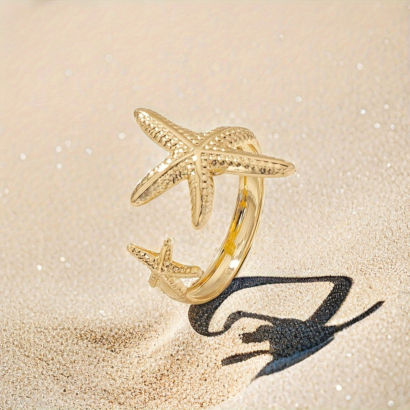 Jacqueline | Gold Adjustable Bohemian Starfish Ring 
