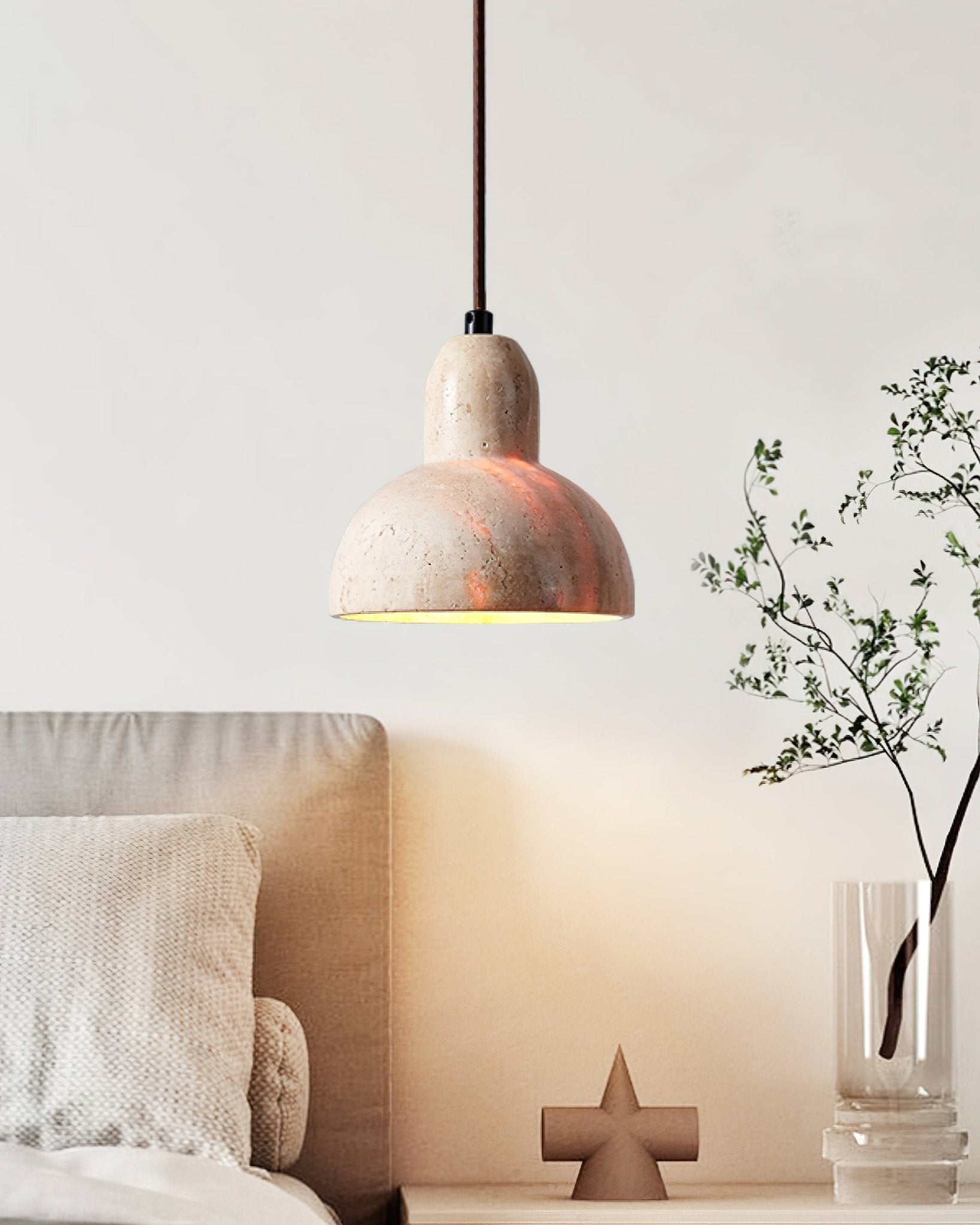 Elmord - Woven Travertine Pendant Light Adjustable Height