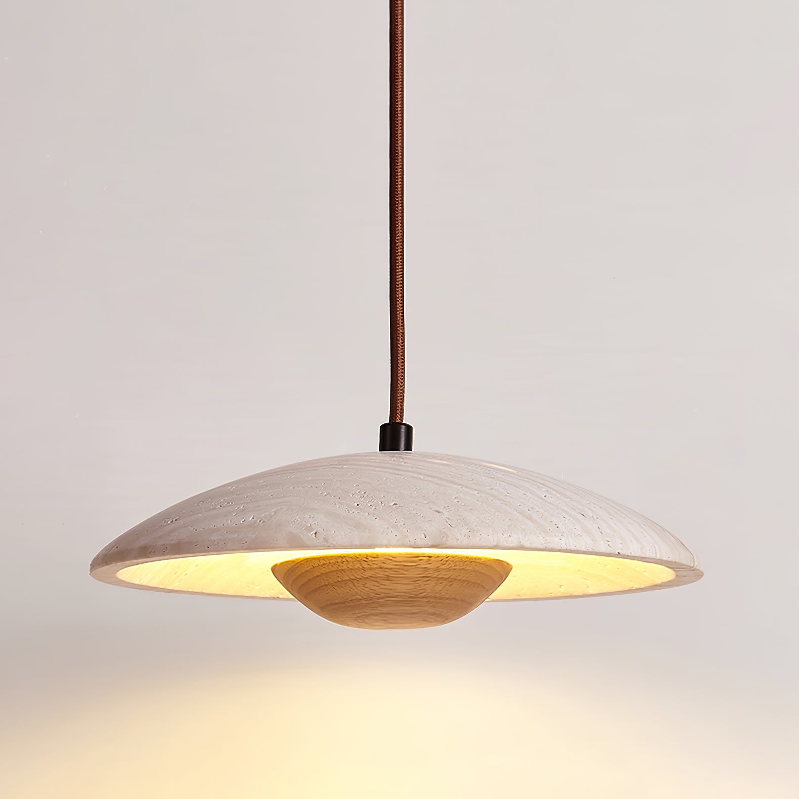 Rabien - Adjustable Travertine Woven Wood Pendant Light