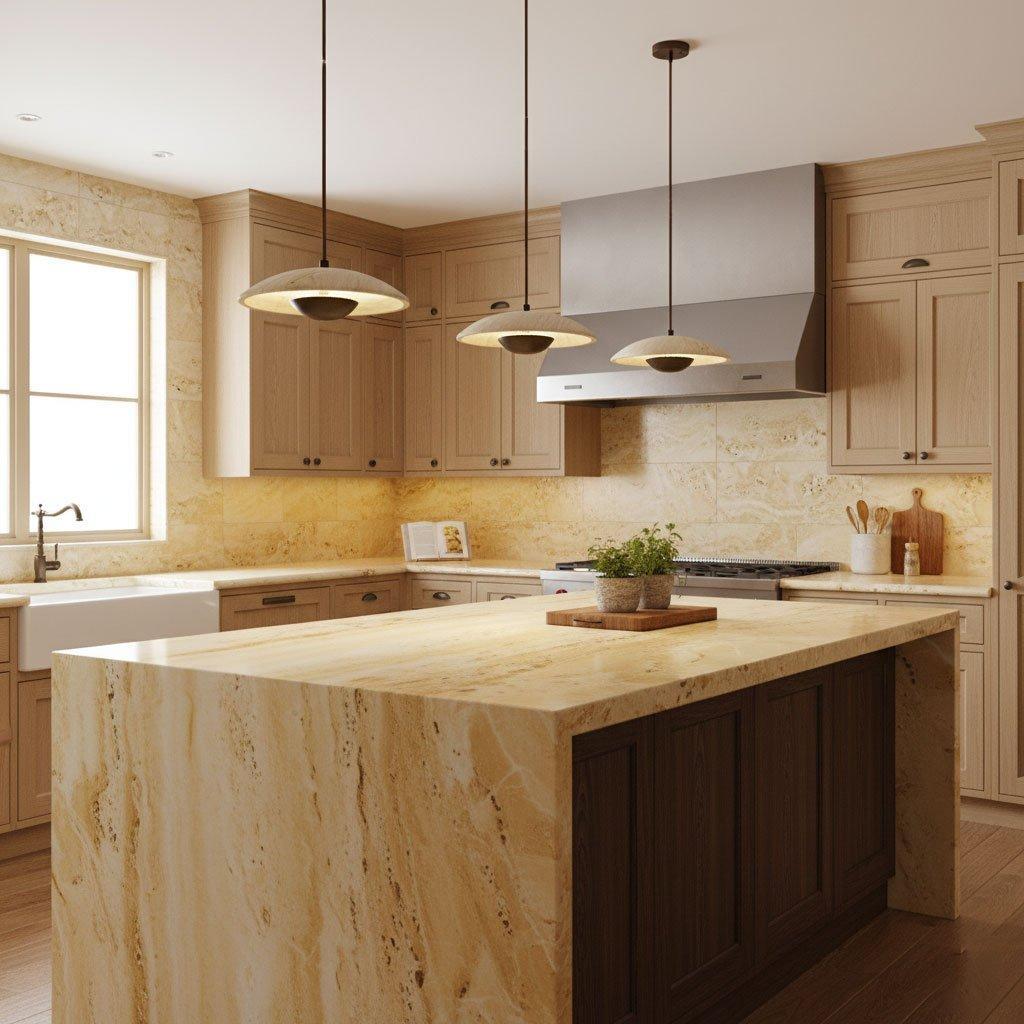 Rabien - Adjustable Travertine Woven Wood Pendant Light