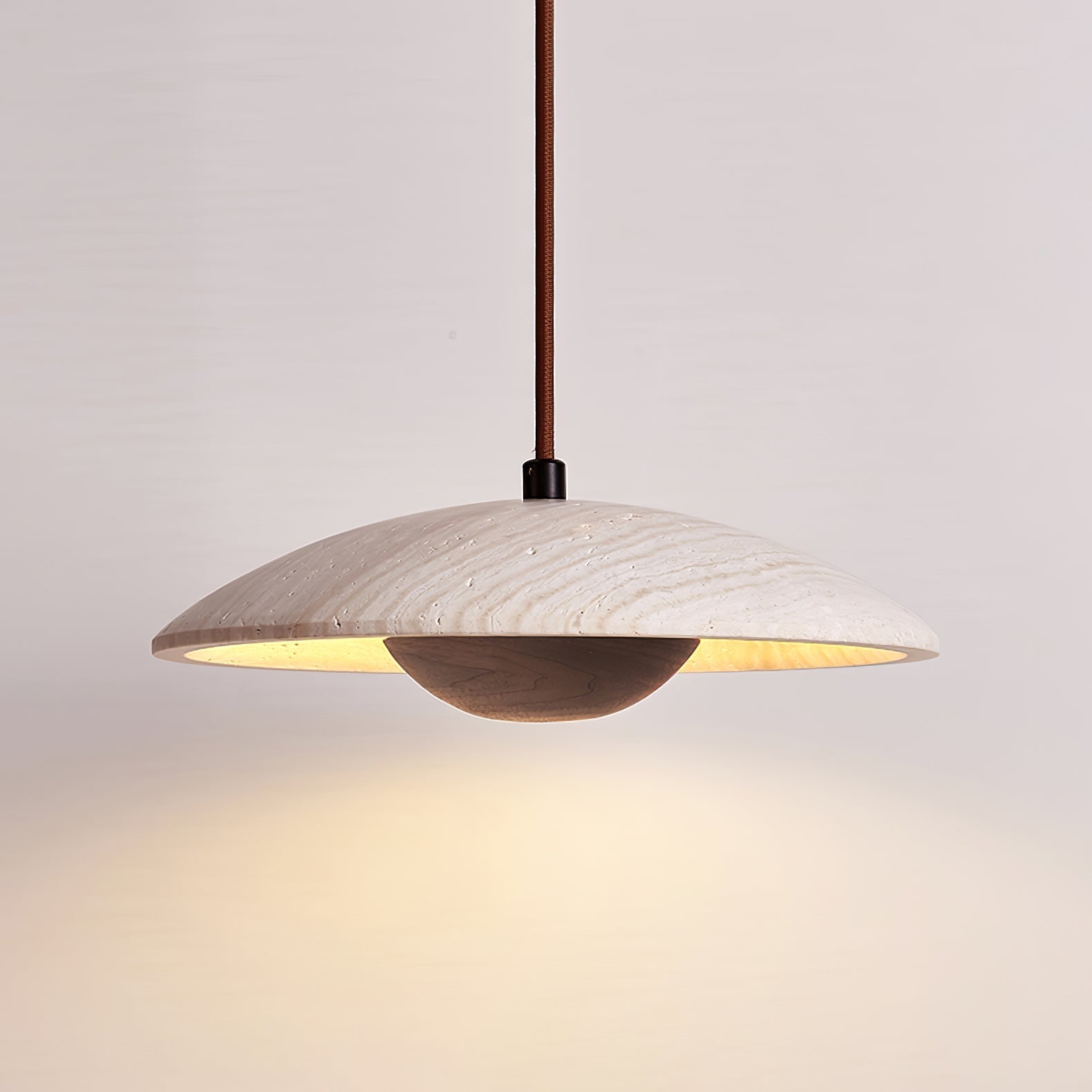 Rabien - Adjustable Travertine Woven Wood Pendant Light
