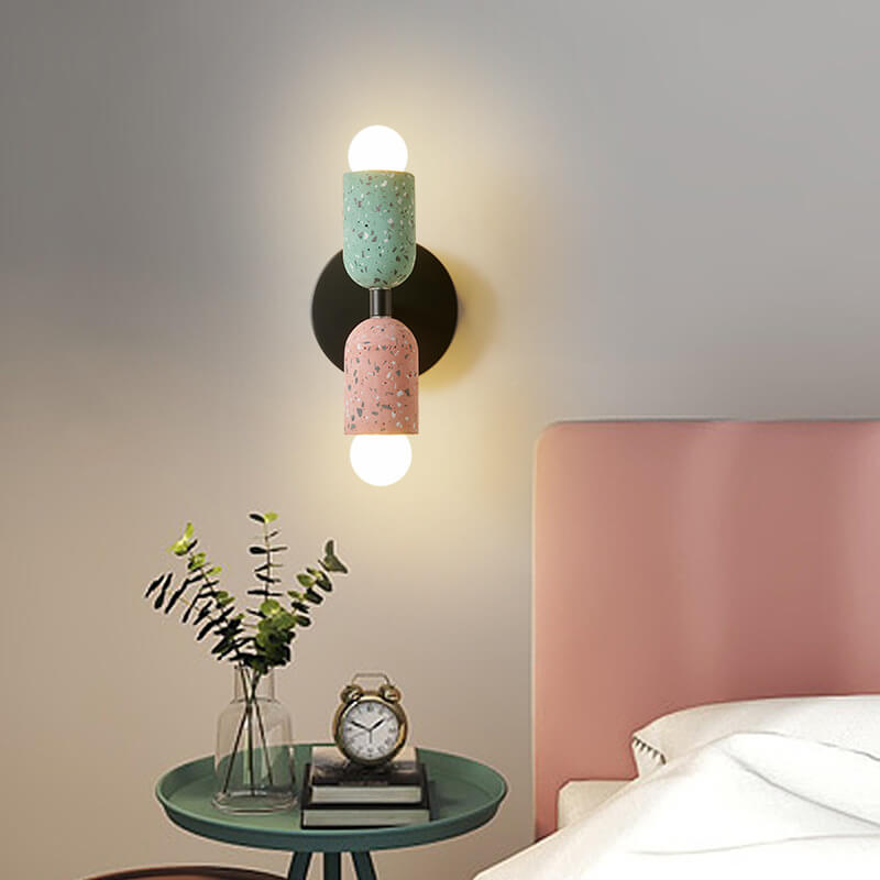 Ednora – Wabi Sabi Cement Wall Sconce Cylinder 2 Light