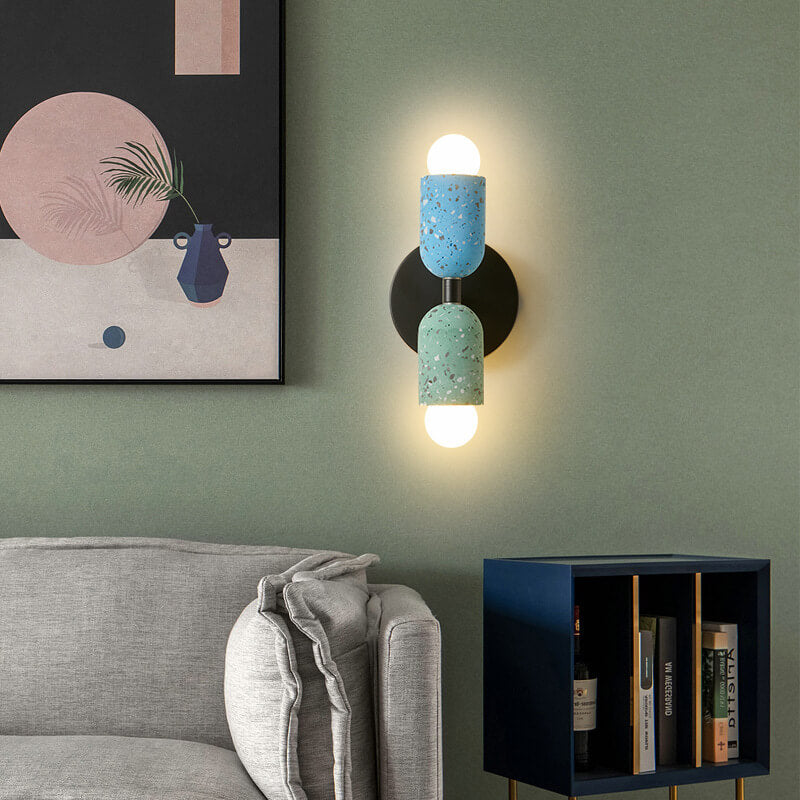Ednora – Wabi Sabi Cement Wall Sconce Cylinder 2 Light