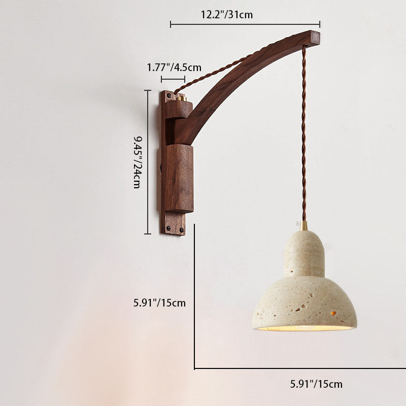 Lurevia – Wabi Sabi Wood Glass Dome Wall Sconce 1 Light