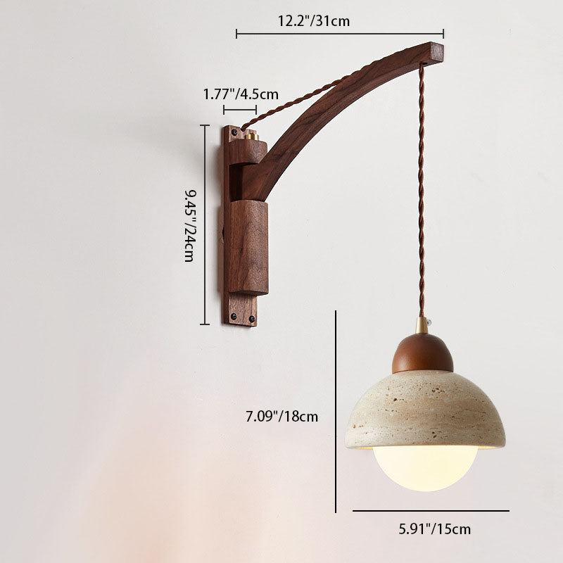 Lurevia – Wabi Sabi Wood Glass Dome Wall Sconce 1 Light