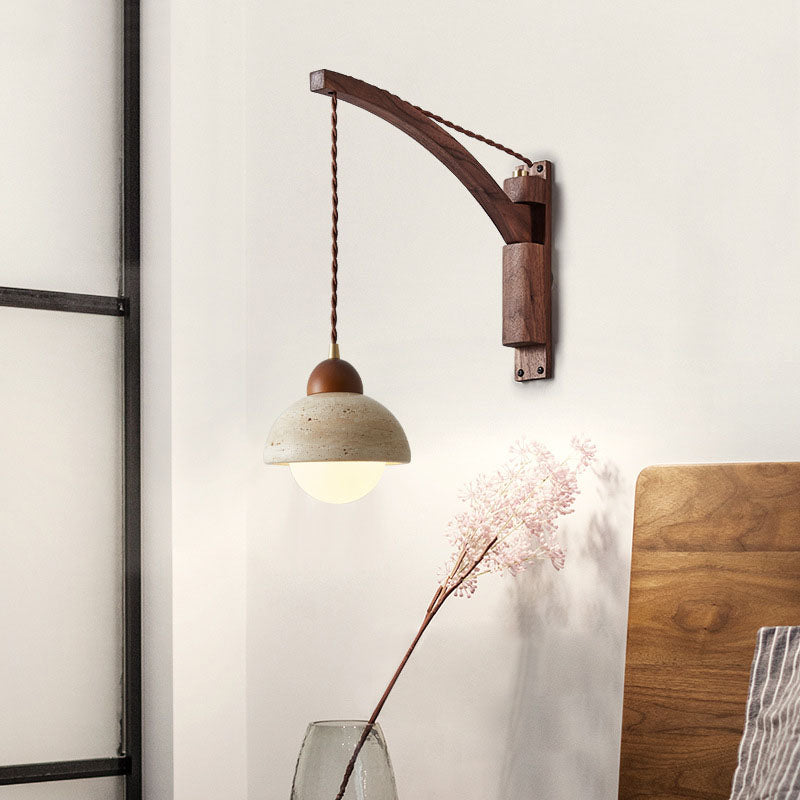 Lurevia – Wabi Sabi Wood Glass Dome Wall Sconce 1 Light