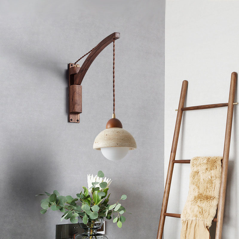 Lurevia – Wabi Sabi Wood Glass Dome Wall Sconce 1 Light