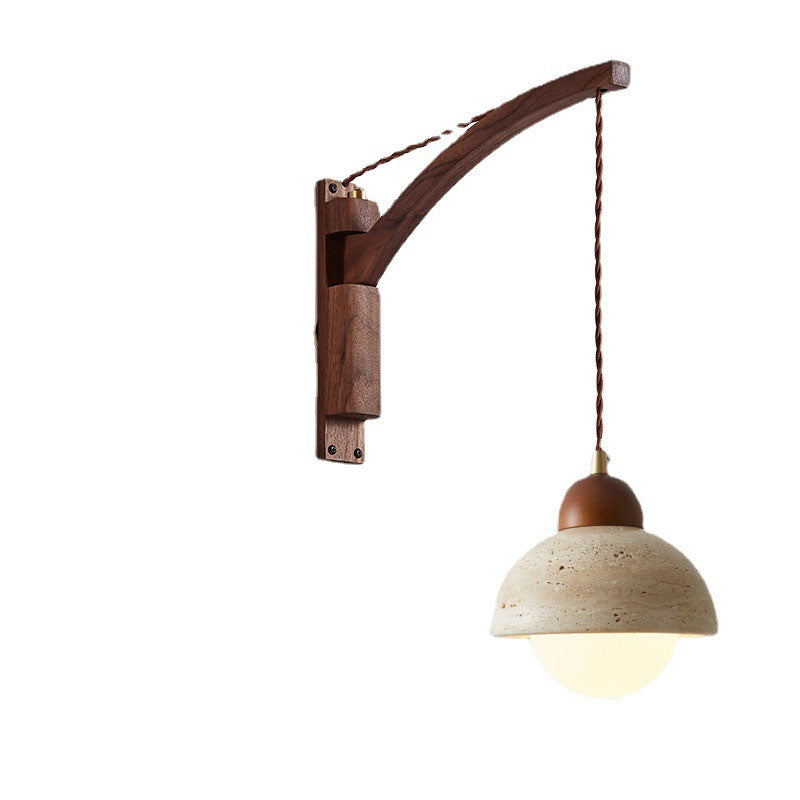Lurevia – Wabi Sabi Wood Glass Dome Wall Sconce 1 Light