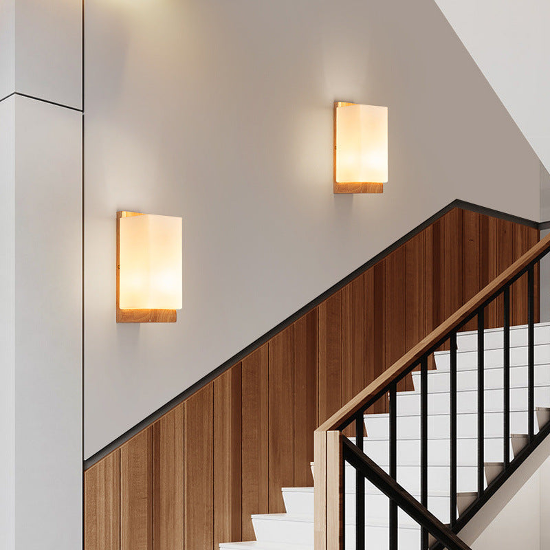 Hikari – Japanese Wood Glass LED Wall Sconce Rectangle