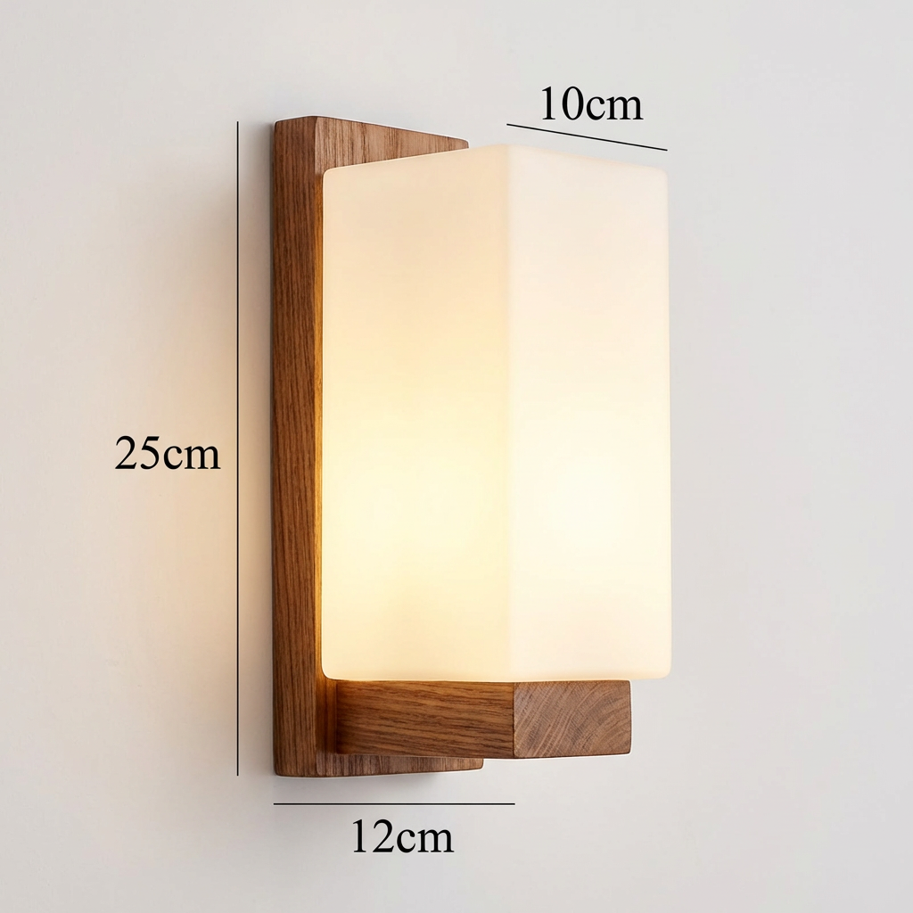 Hikari – Japanese Wood Glass LED Wall Sconce Rectangle
