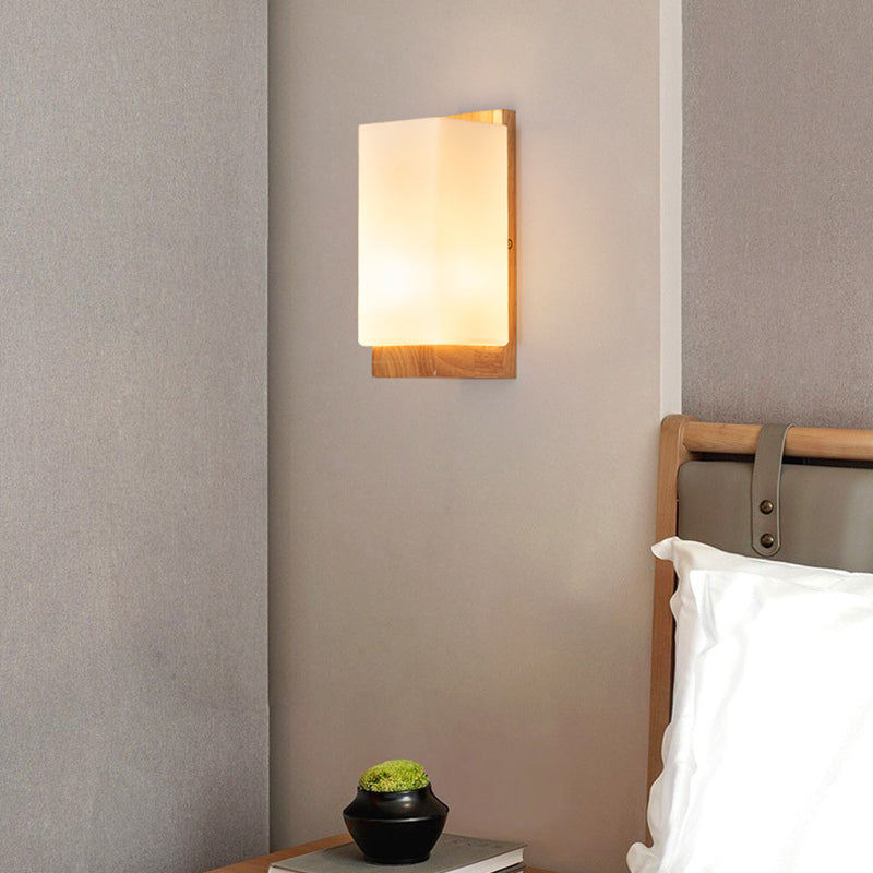 Hikari – Japanese Wood Glass LED Wall Sconce Rectangle