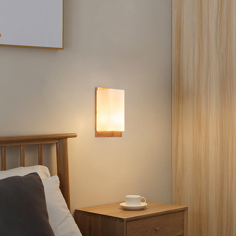 Hikari – Japanese Wood Glass LED Wall Sconce Rectangle