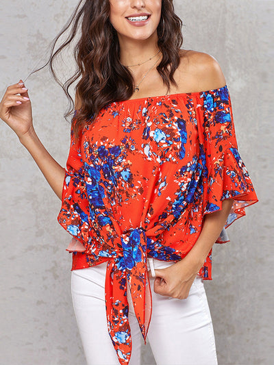 Jenny | Off-Shoulder Floral Print Top with Bow Detail