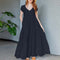 Jocelyn | Elegante Maxi Jurk met V-Hals en Korte Mouwen