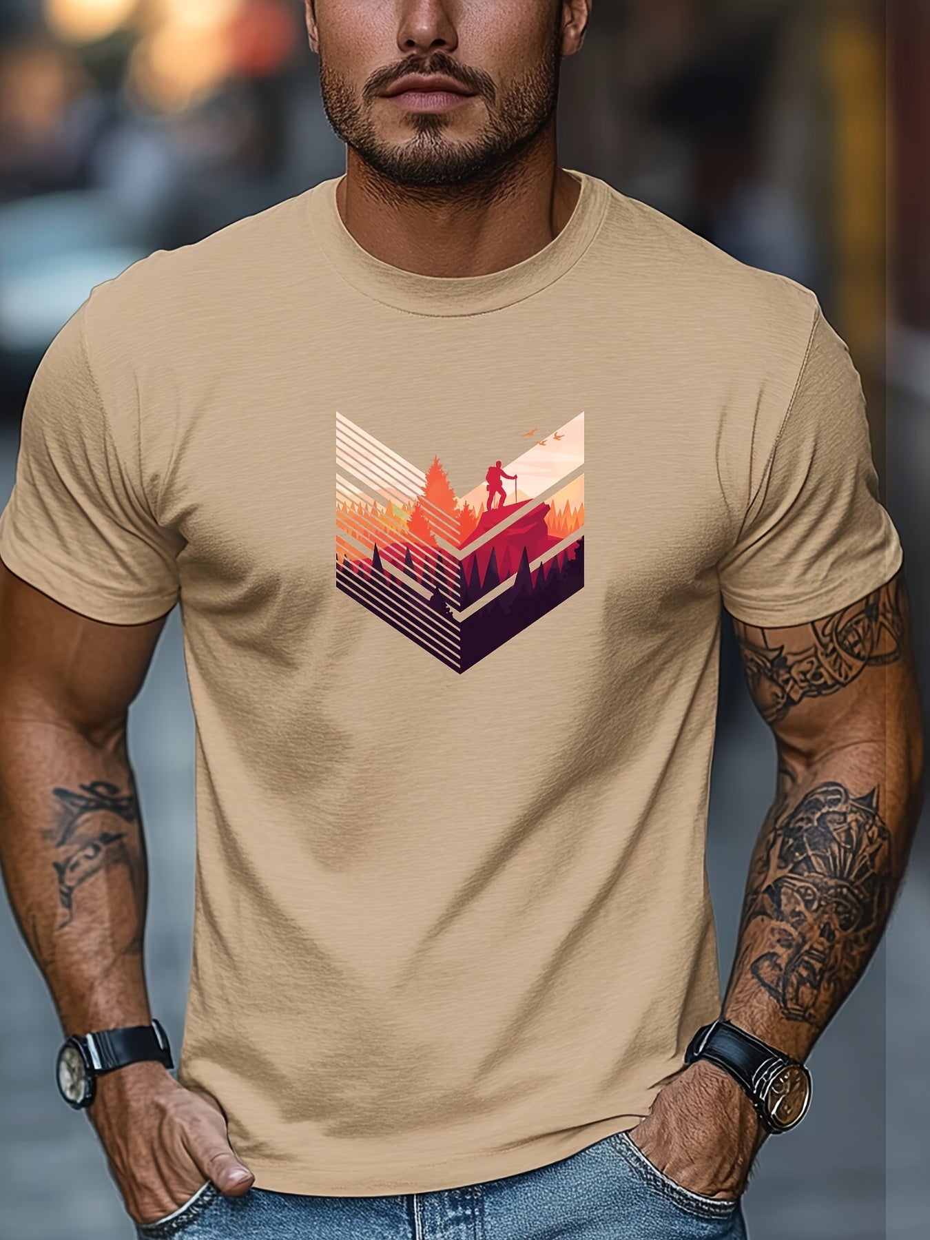 Joel | Men's T-Shirt with Mountain Climbing Print - Casual and Breathable 