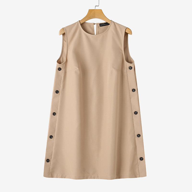 Jolene | Mouwloze Mini Jurk met Knoopdetails