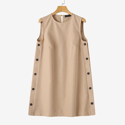 Jolene | Mouwloze Mini Jurk met Knoopdetails