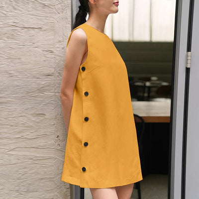 Jolene | Mouwloze Mini Jurk met Knoopdetails