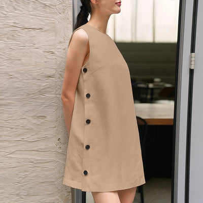 Jolene | Mouwloze Mini Jurk met Knoopdetails