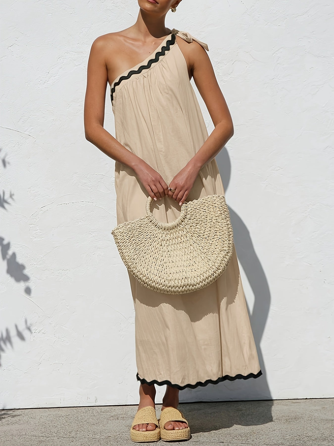 Josie | Elegante Asymmetrische Maxi Jurk met Kleurblokken