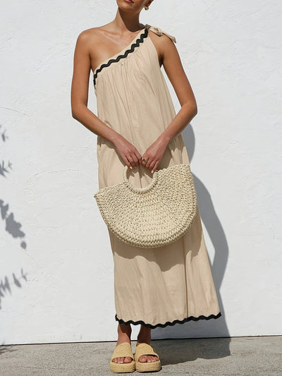Josie | Elegante Asymmetrische Maxi Jurk met Kleurblokken